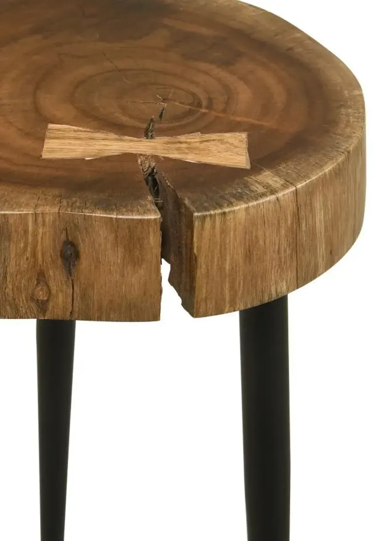 Keith - Round Solid Tree Trunk Side Table - Natural And Black