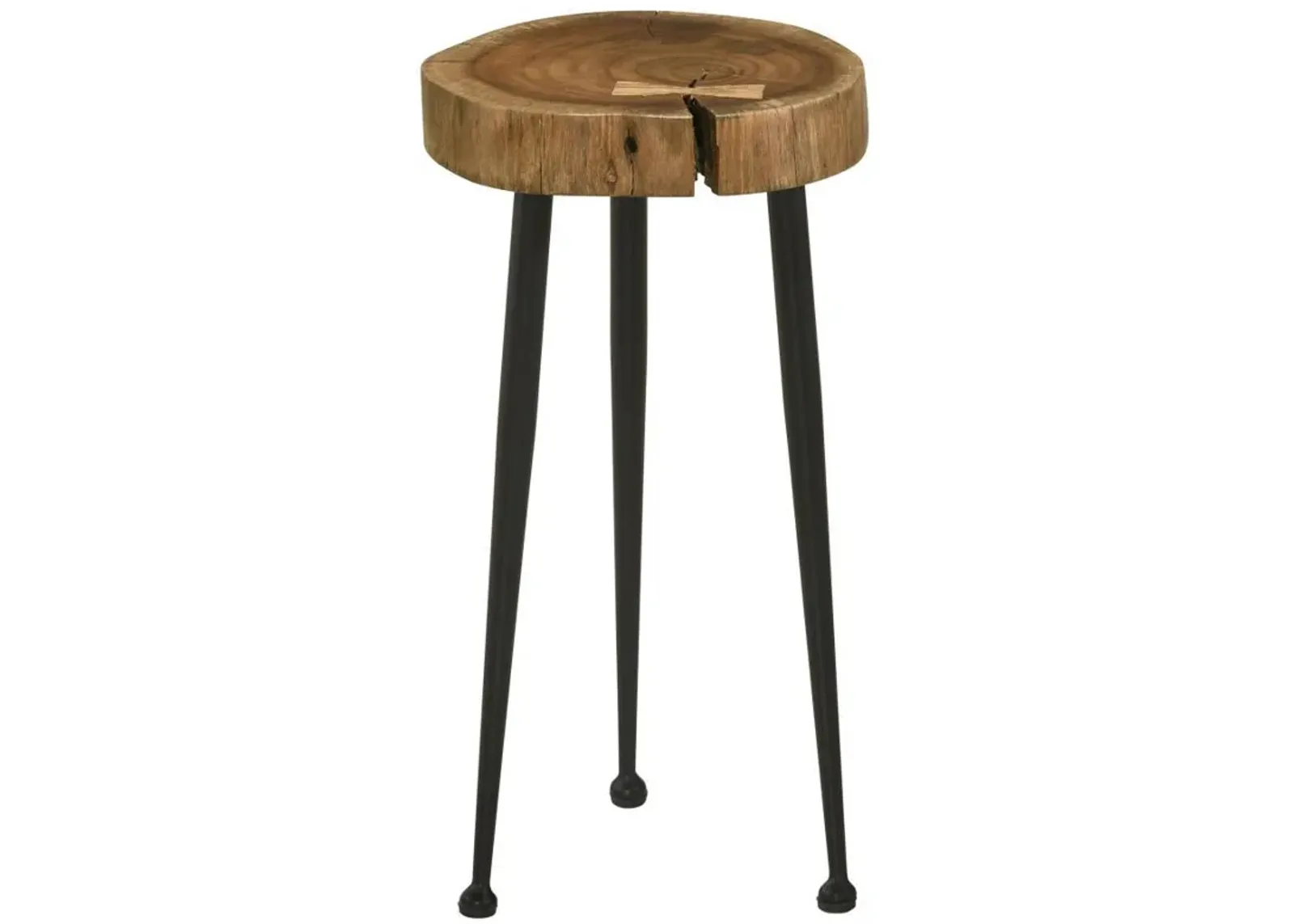 Keith - Round Solid Tree Trunk Side Table - Natural And Black