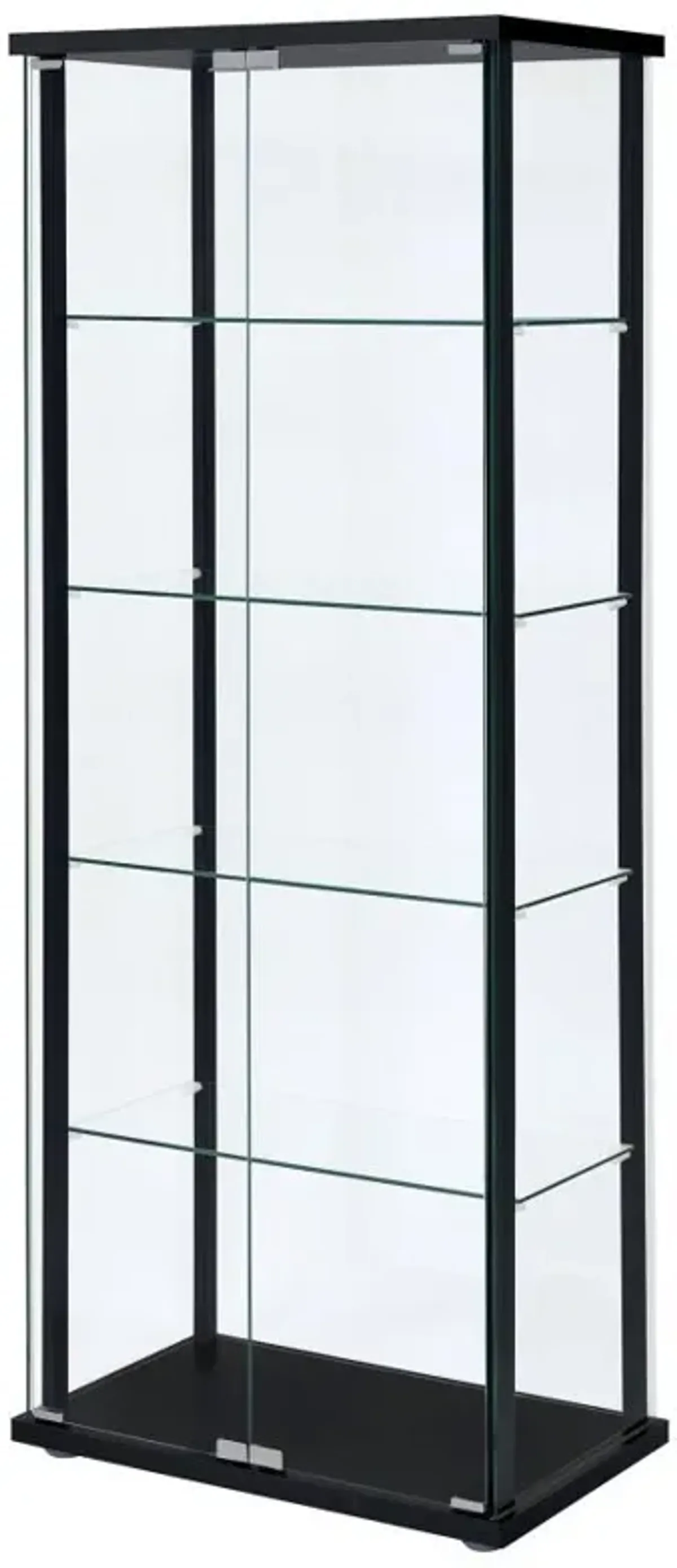 Delphinium - 5-Shelf Clear Glass Curio Display Cabinet - Black