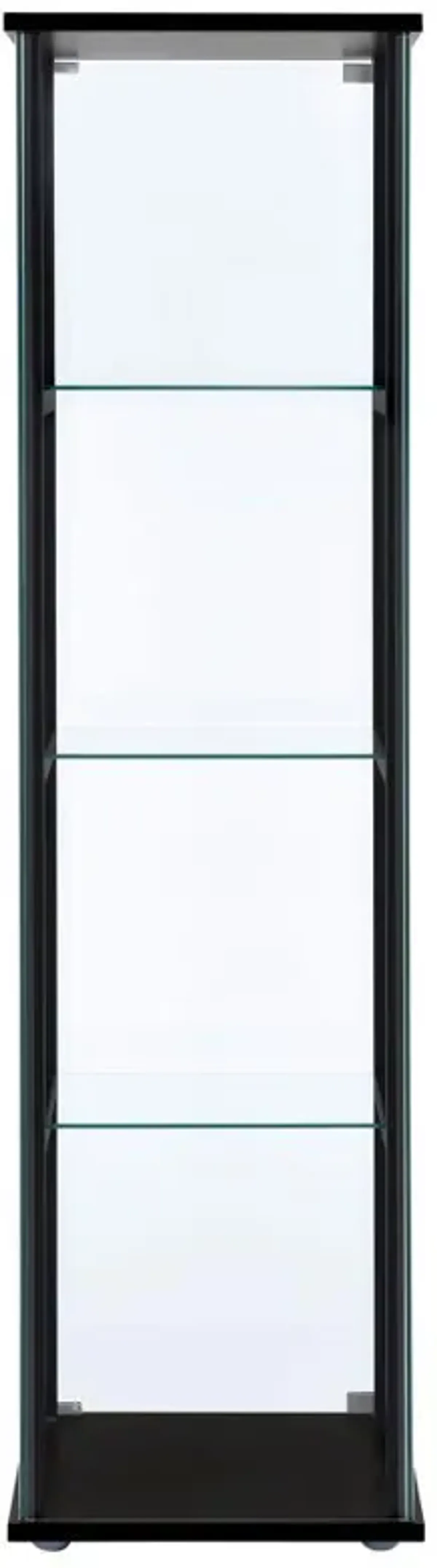 Cyclamen - 4-Shelf Clear Glass Curio Display Cabinet - Black