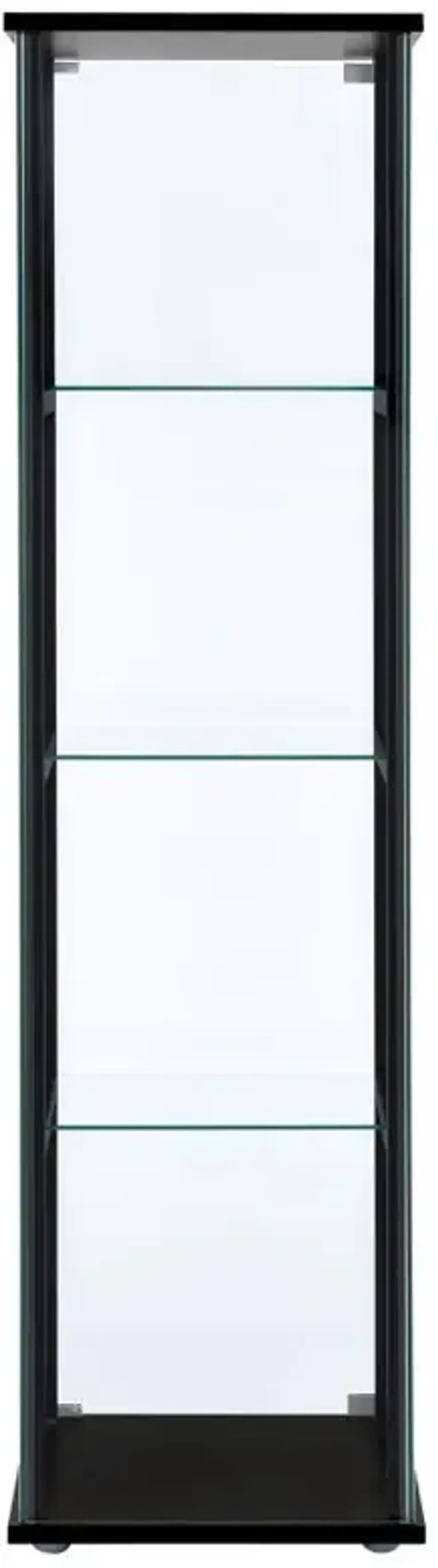 Cyclamen - 4-Shelf Clear Glass Curio Display Cabinet - Black