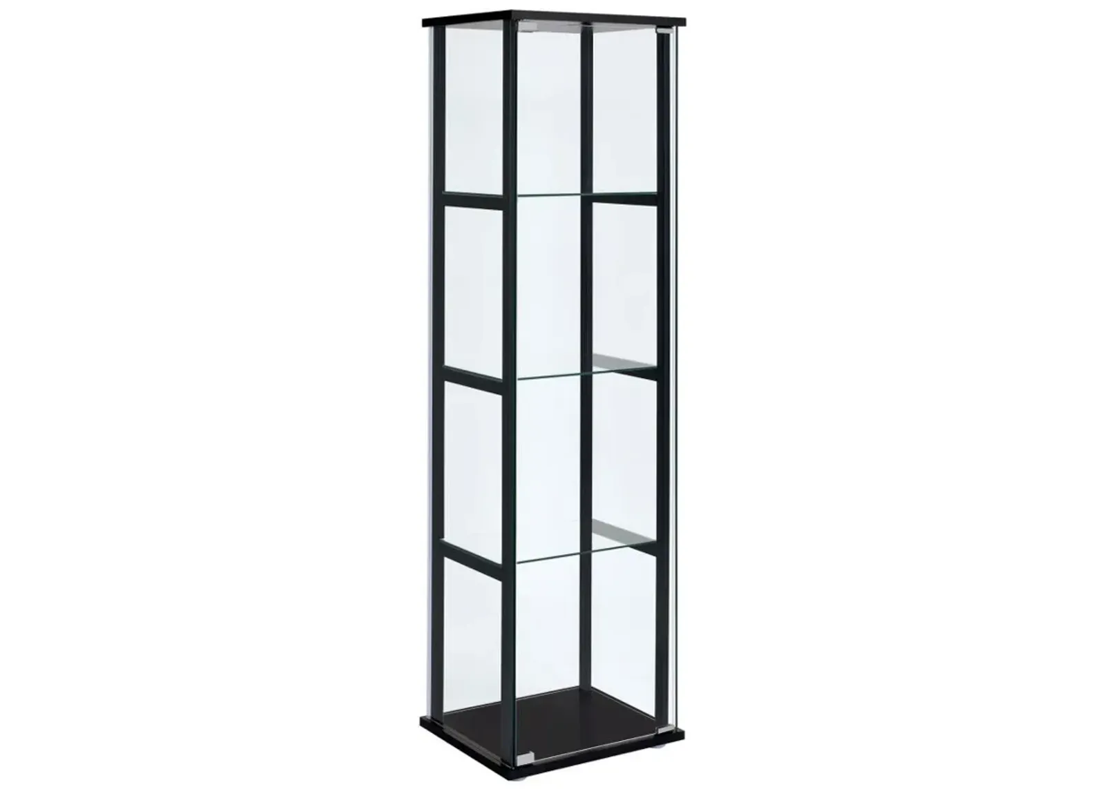 Cyclamen - 4-Shelf Clear Glass Curio Display Cabinet - Black