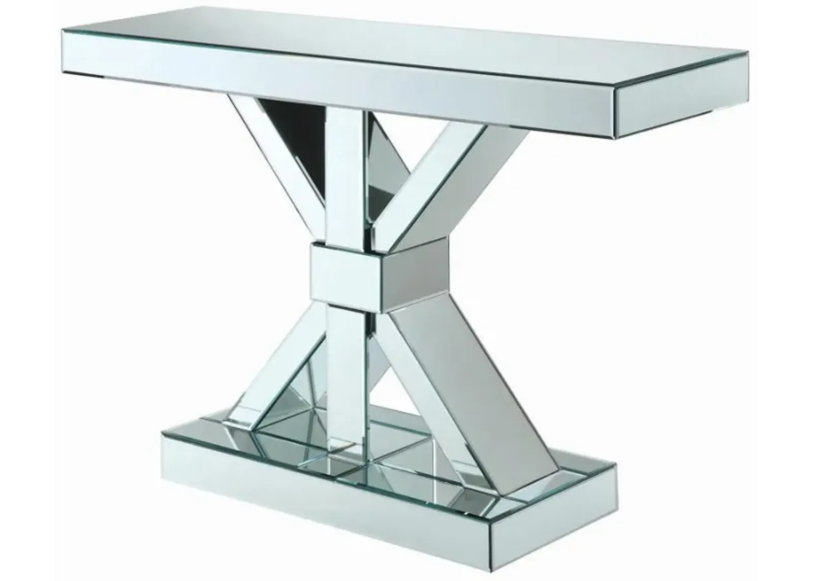 Lurlynn - X-Shaped Mirrored Entryway Console Table - Silver