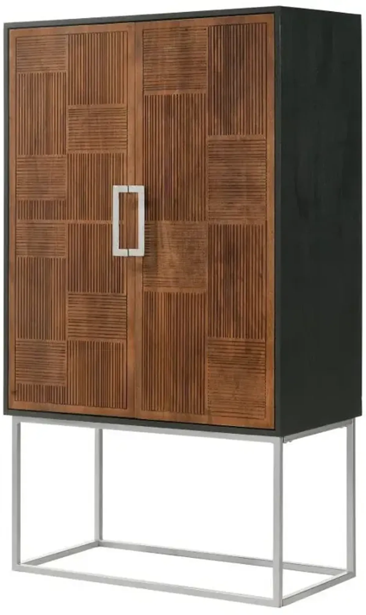 Borman - 2 Door Home Bar Cabinet Wine Storage - Walnut And Black