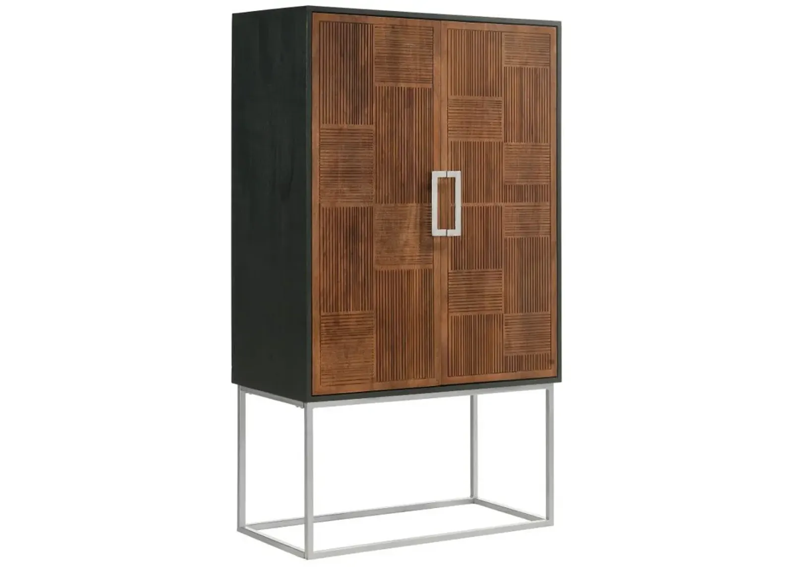 Borman - 2 Door Home Bar Cabinet Wine Storage - Walnut And Black