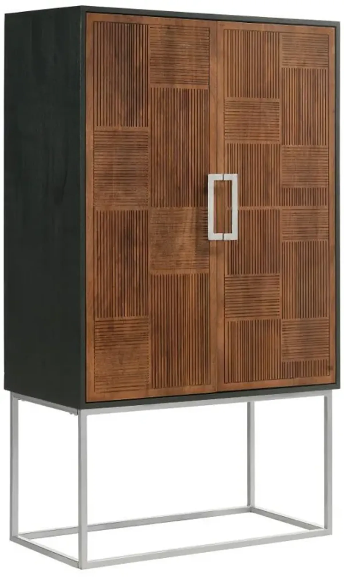 Borman - 2 Door Home Bar Cabinet Wine Storage - Walnut And Black