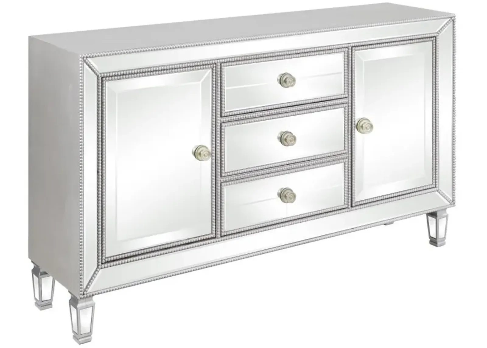 Leticia 3-Drawer Mirrored Storage Accent Cabinet - Silver