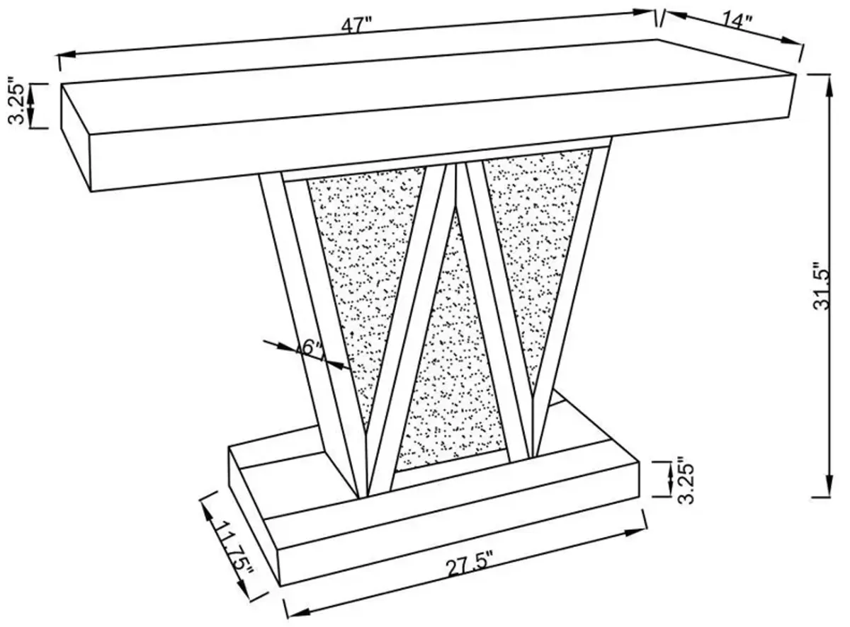 Crocus - Rectangular Mirrored Entryway Console Table - Silver