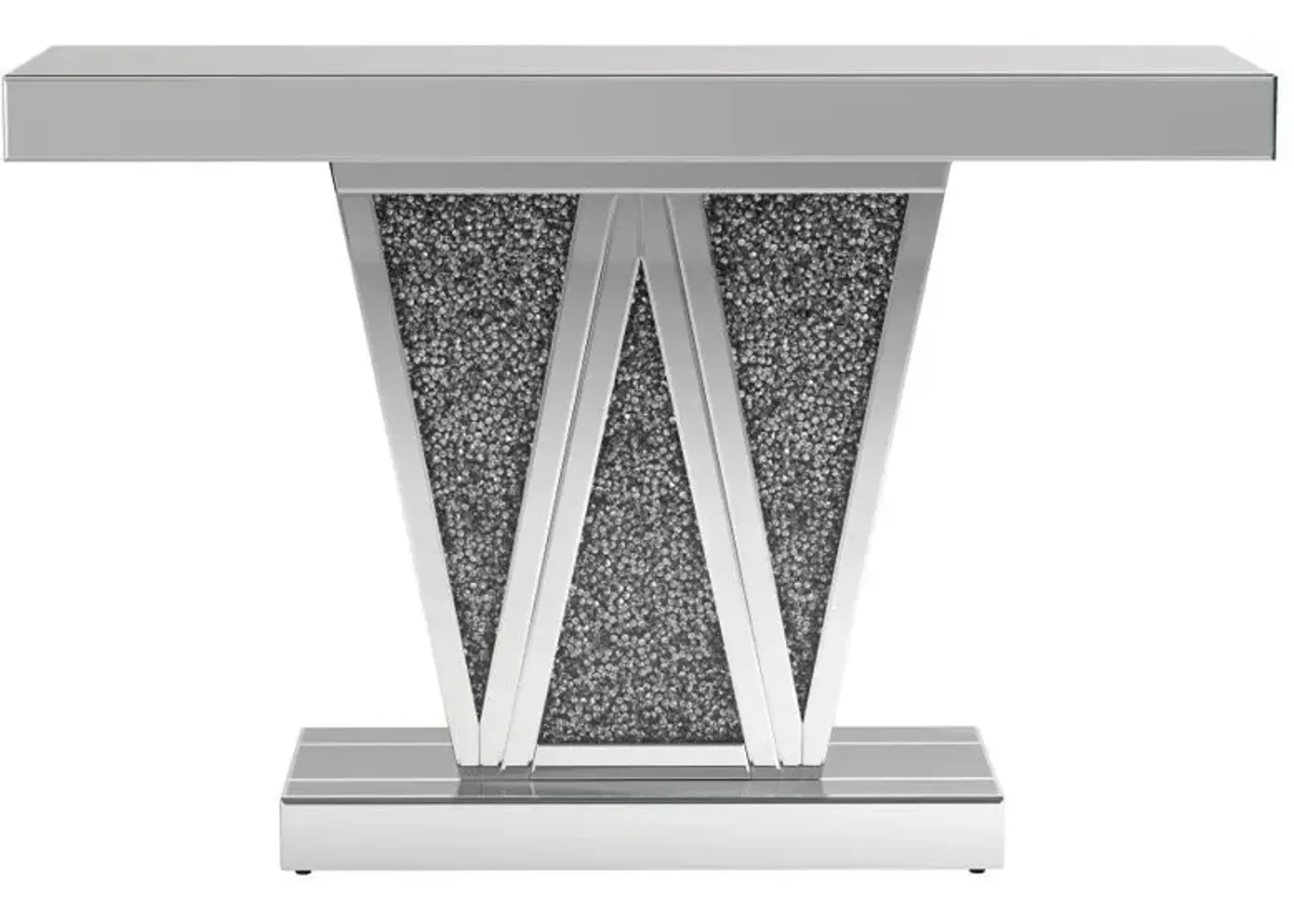 Crocus - Rectangular Mirrored Entryway Console Table - Silver