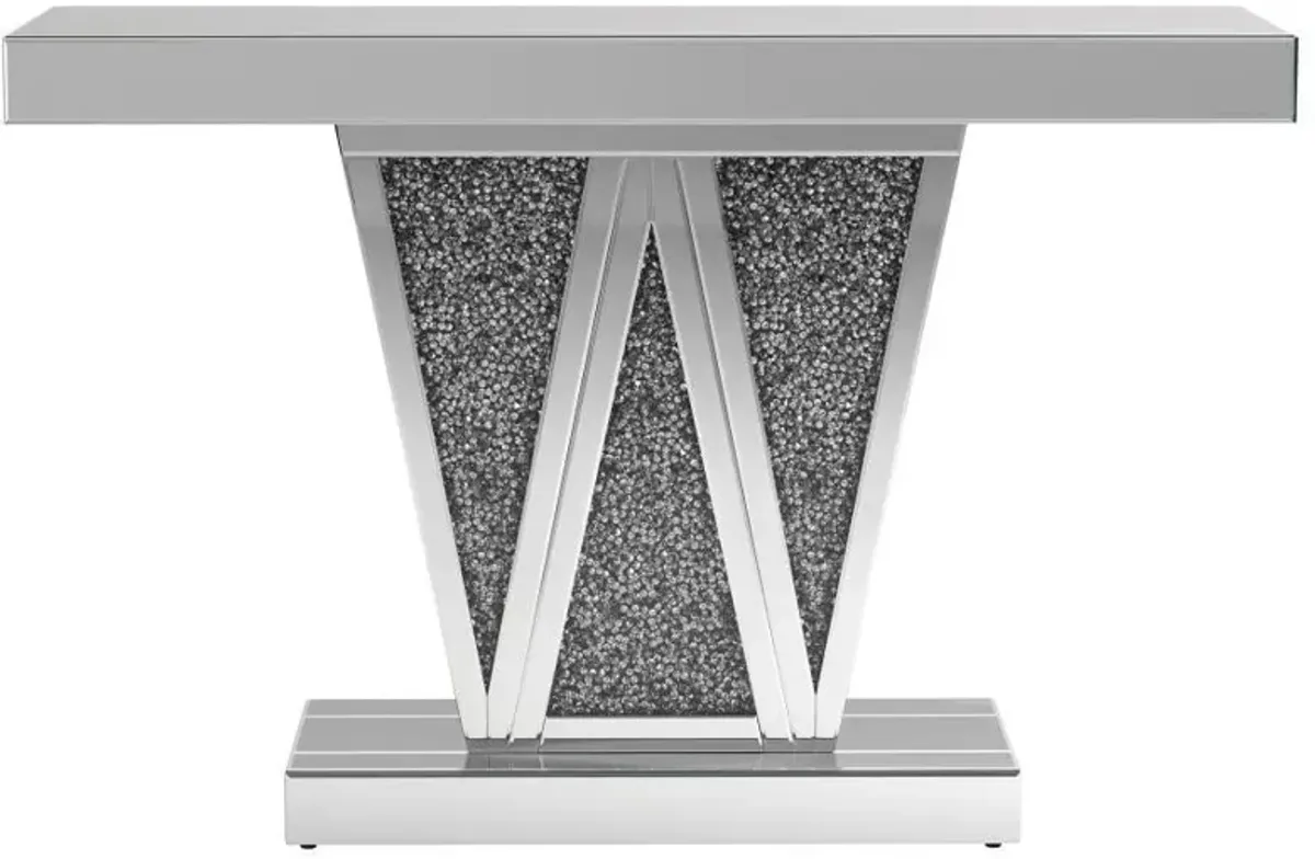 Crocus - Rectangular Mirrored Entryway Console Table - Silver