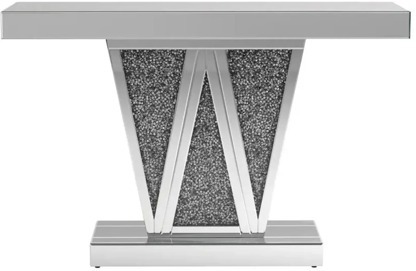 Crocus - Rectangular Mirrored Entryway Console Table - Silver