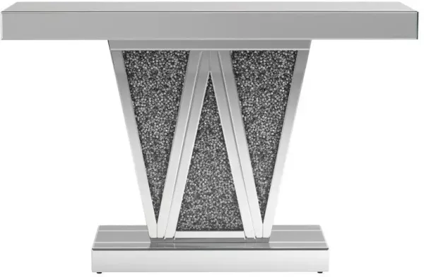 Crocus - Rectangular Mirrored Entryway Console Table - Silver