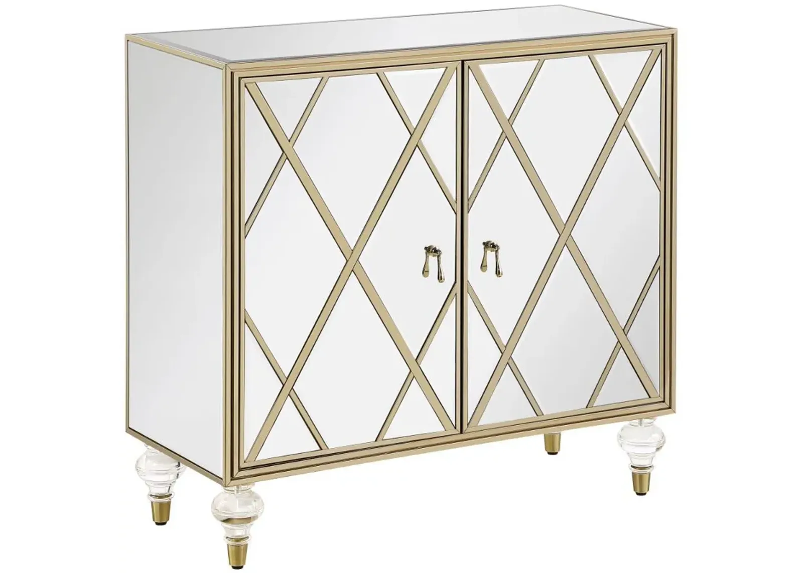 Astilbe - 2-Door Mirrored Accent Cabinet - Silver And Champagne