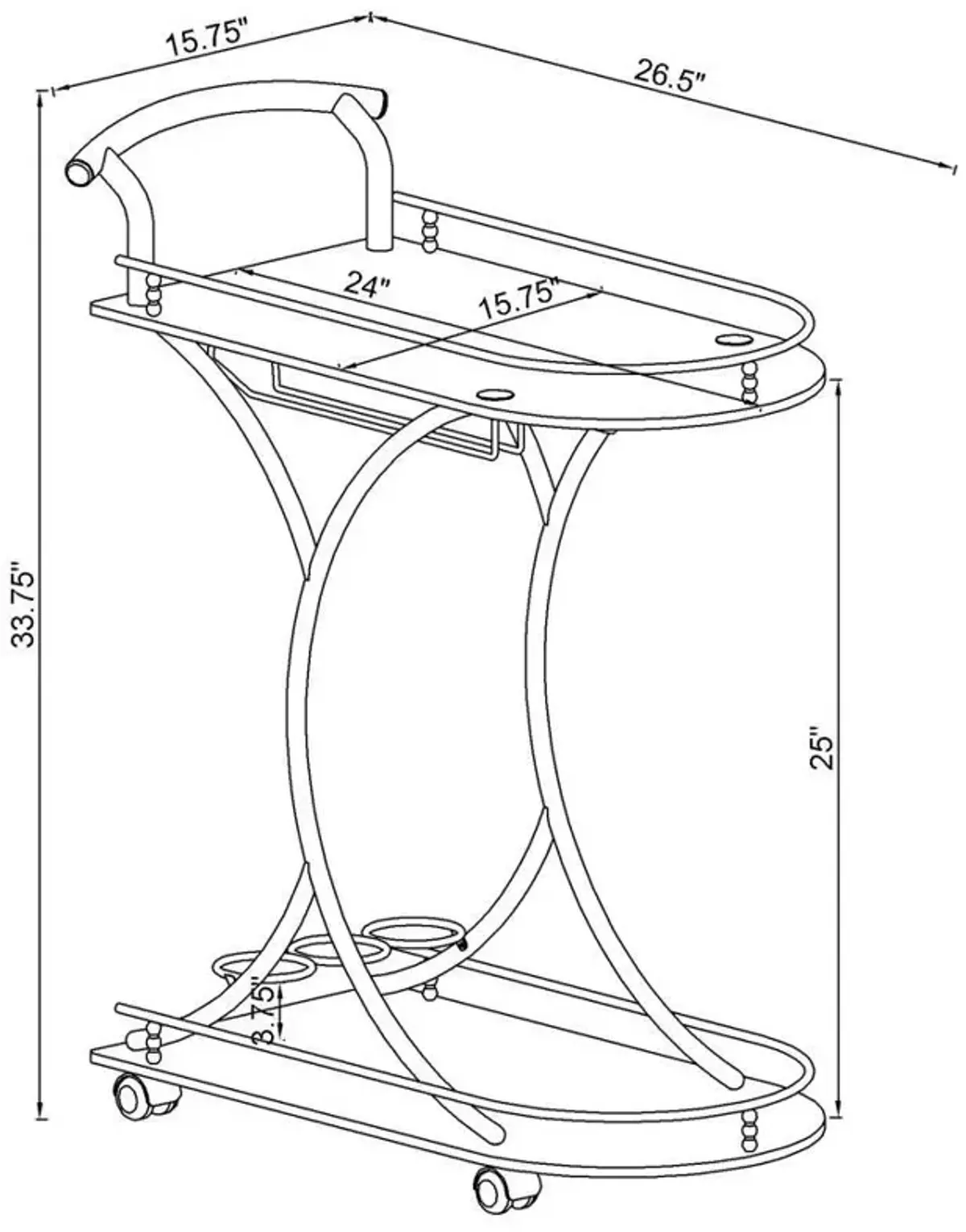 Elfman - 2-Shelve Serving Cart