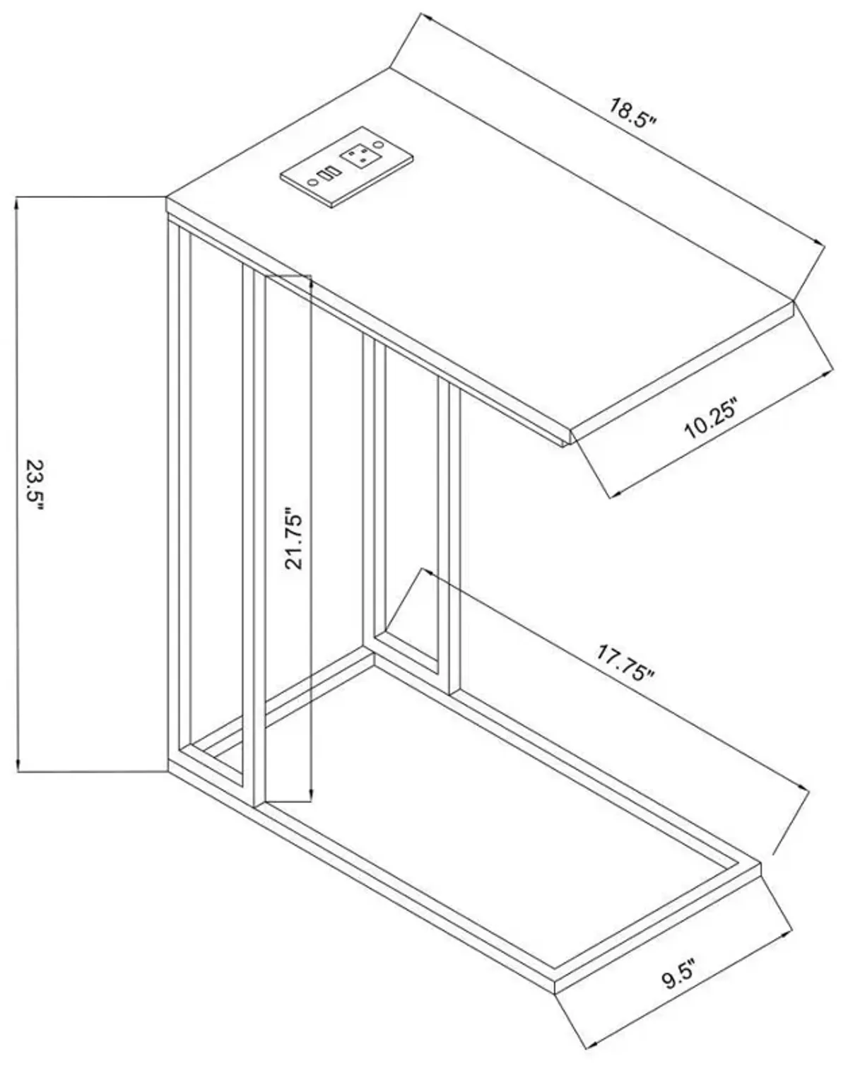 Rudy - Snack Table with Power Outlet