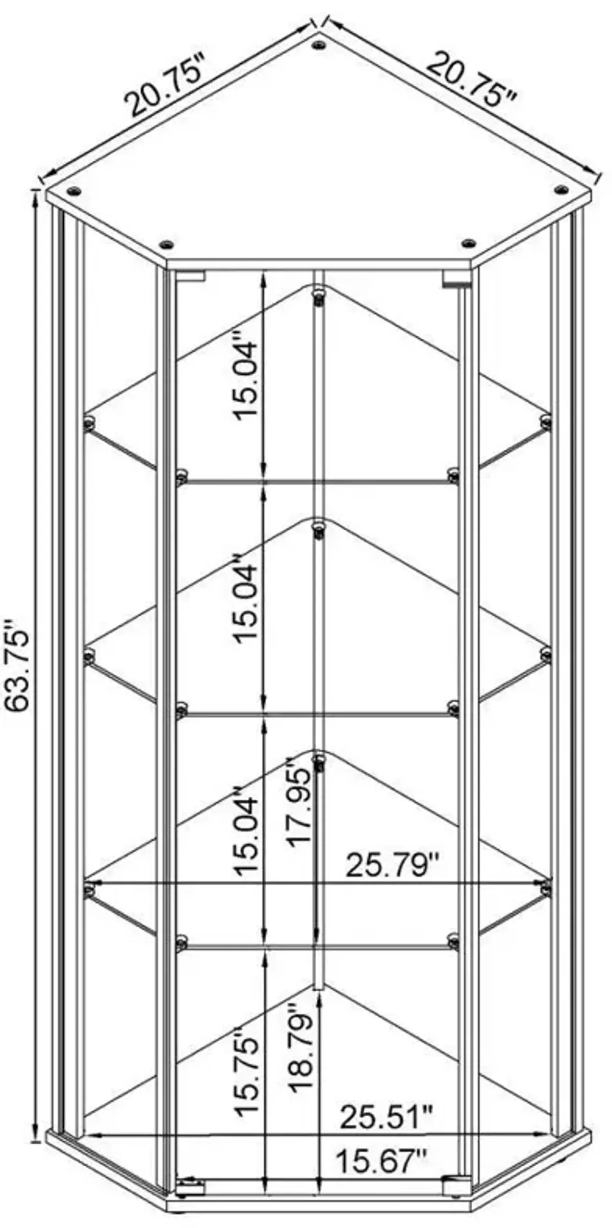 Zenobia - 4-Shelf Curio Cabinet Display Case - Black