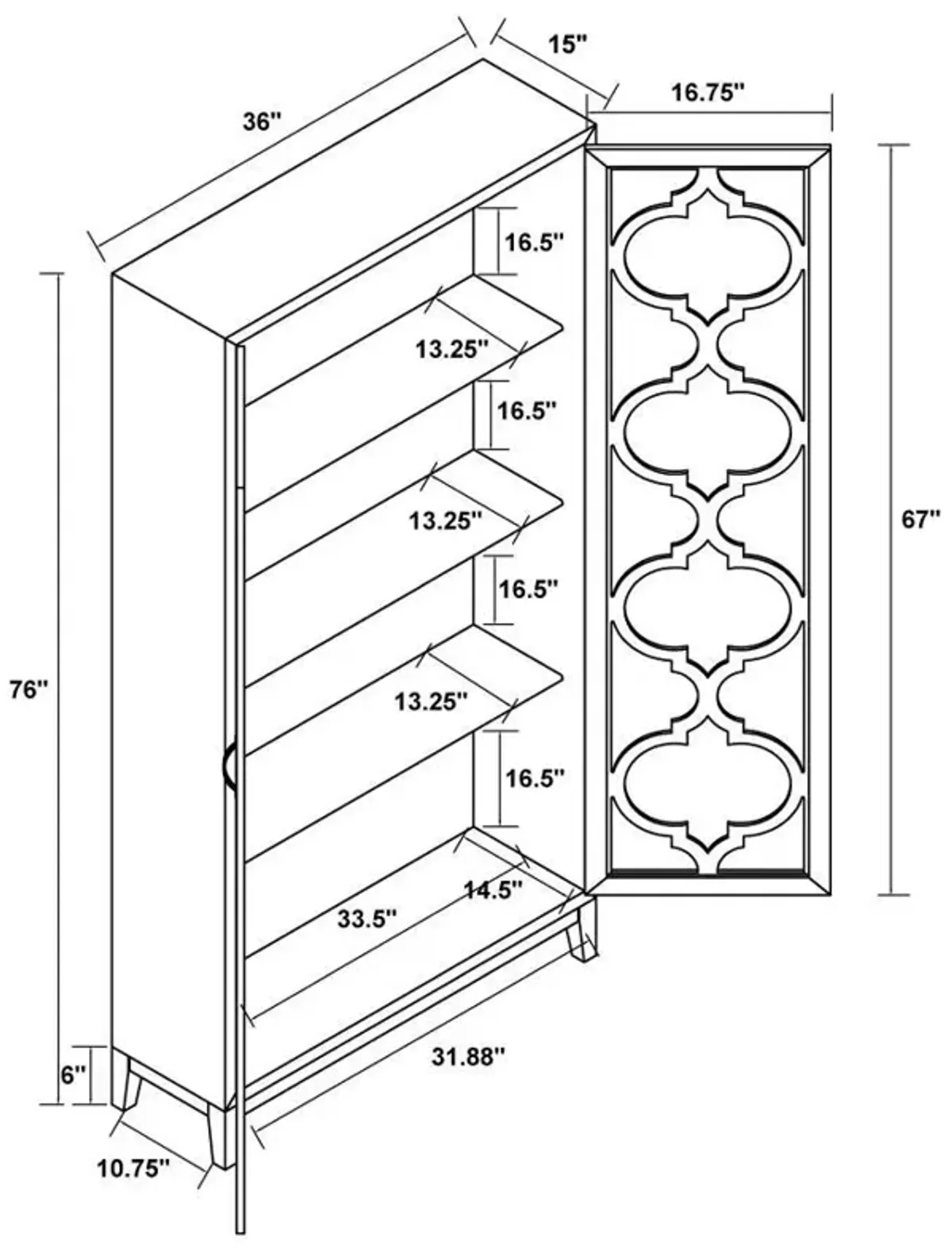 Mckellen - 2 Door Wood Trellis Tall Cabinet - Distressed White