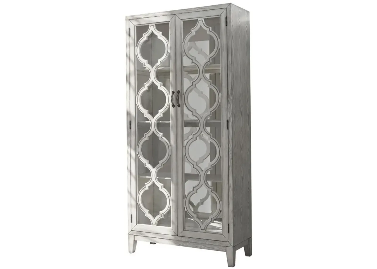 Mckellen - 2 Door Wood Trellis Tall Cabinet - Distressed White