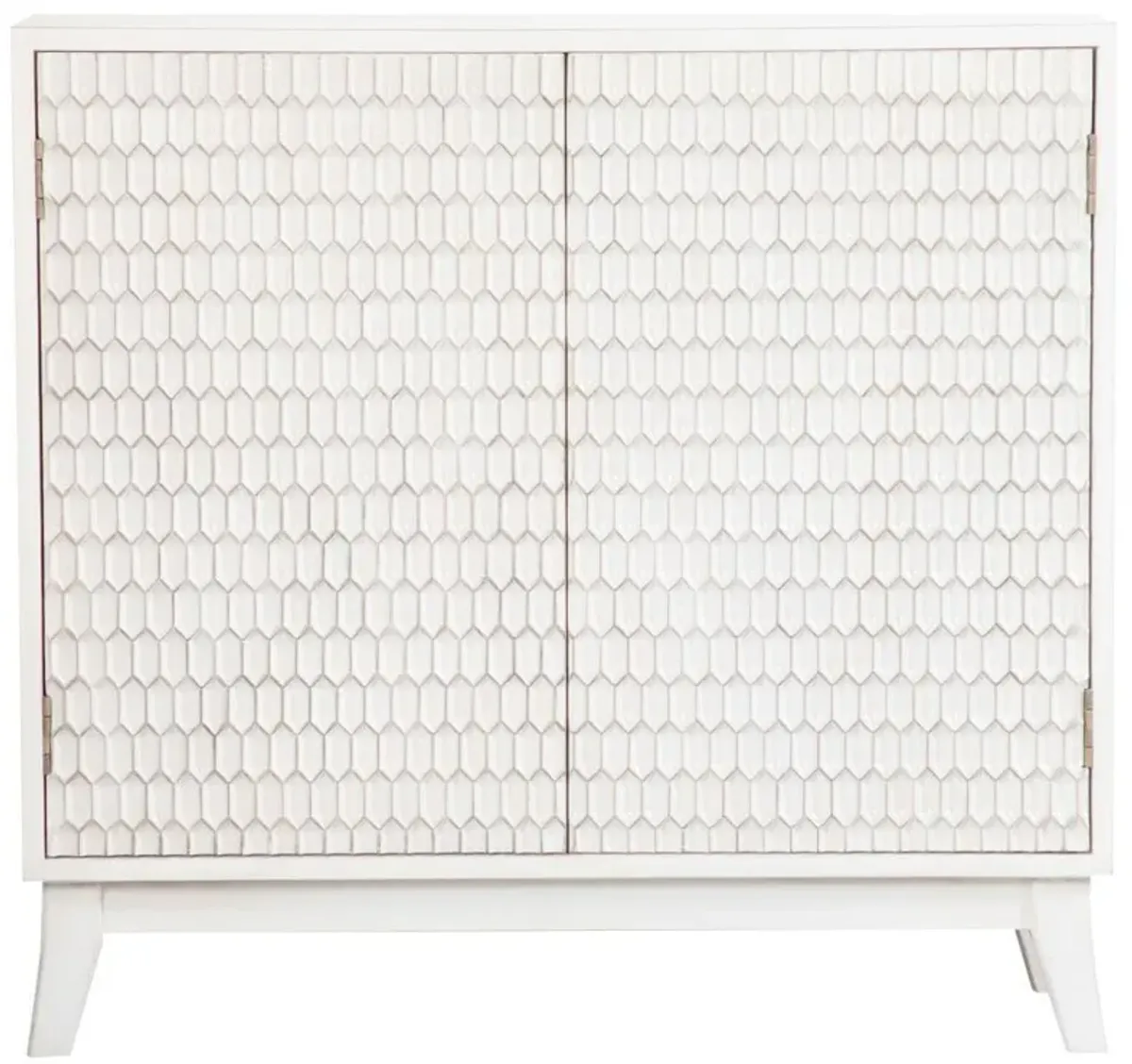 Gambon - 2 Door Wood Honeycomb Pattern Accent Cabinet - White