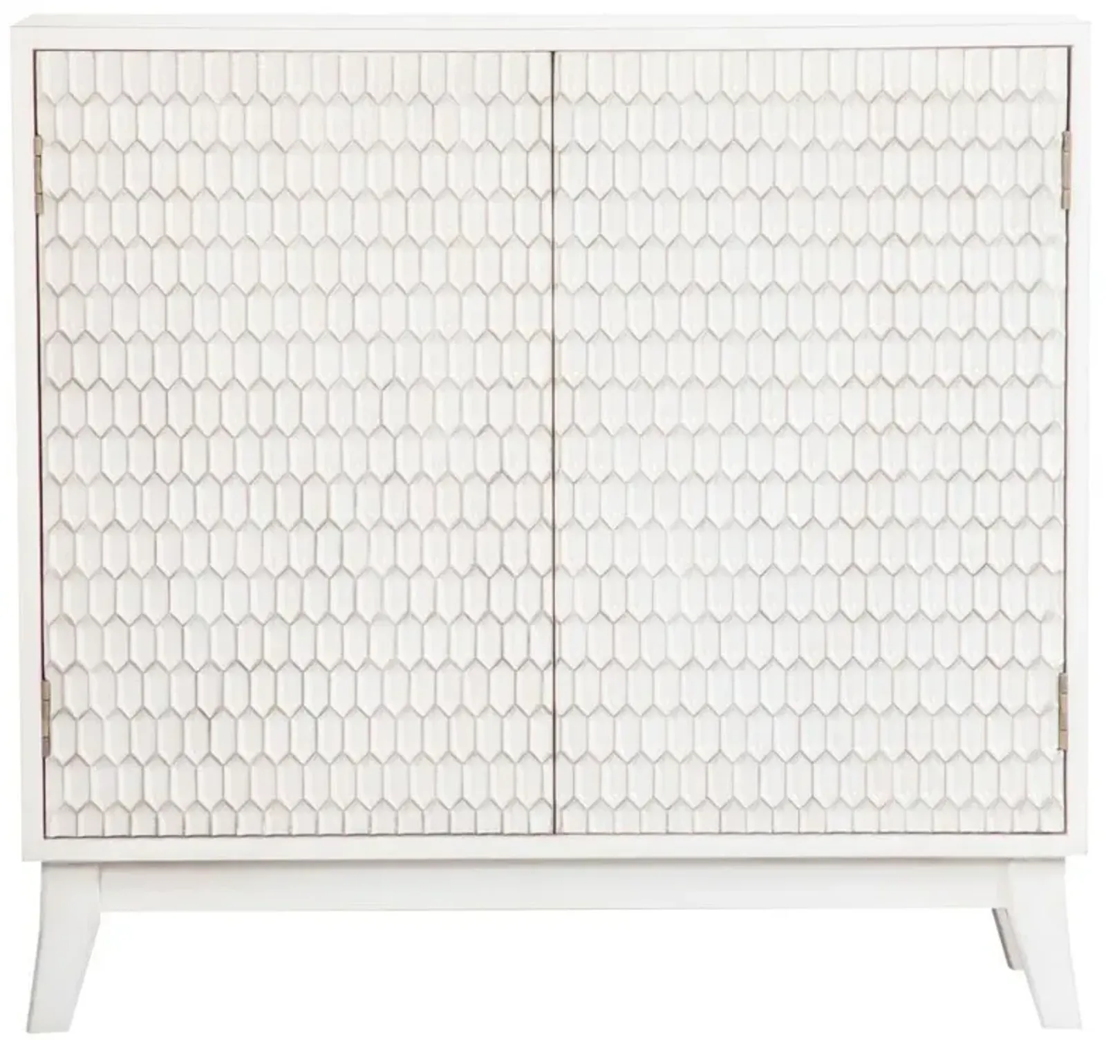 Gambon - 2 Door Wood Honeycomb Pattern Accent Cabinet - White