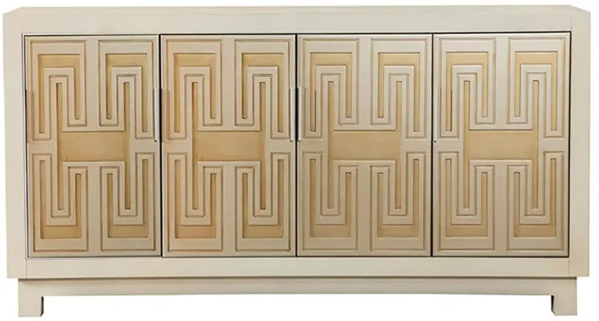 Voula - 4 Door Wood Accent Storage Cabinet - White And Gold