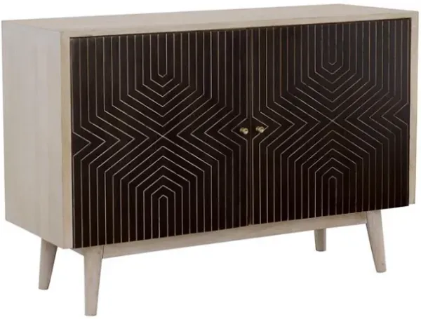 Ixora - 2 Door Wood Accent Cabinet - White Washed And Black