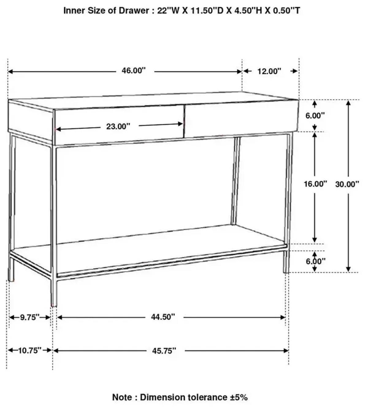 Rubeus - 2-Drawer Wood Entryway Console Table - White Washed