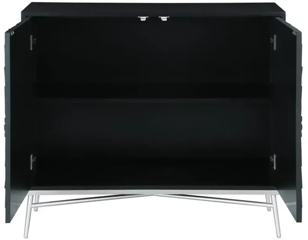 Josie - 2 Door Wood Sunburst Accent Cabinet - Black And Silver