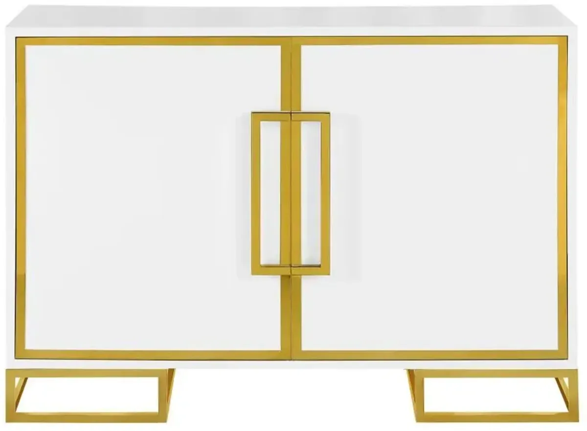 Elsa - 2 Door Wood Storage Accent Cabinet - White And Gold