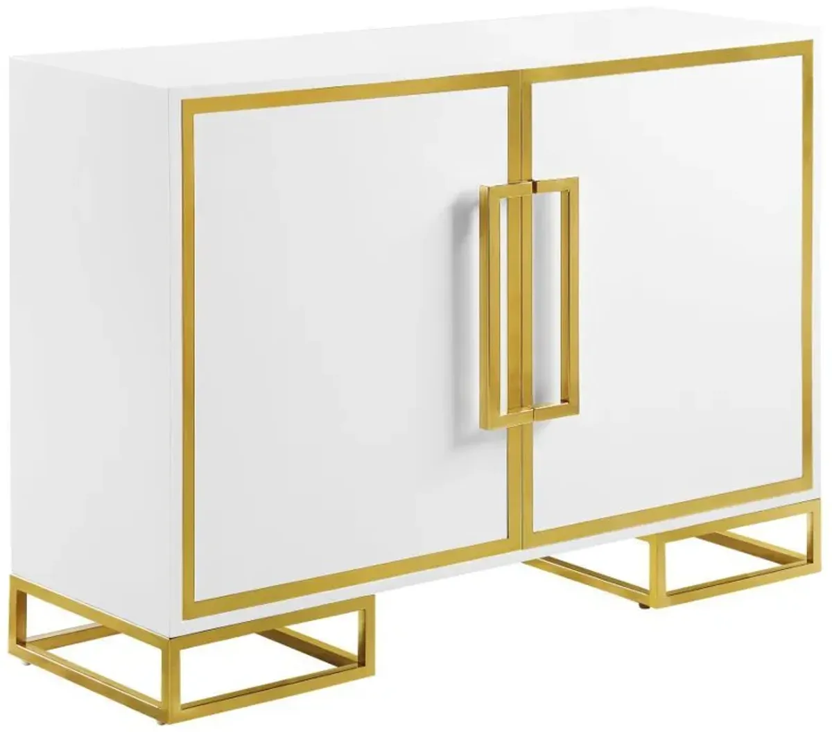 Elsa - 2 Door Wood Storage Accent Cabinet - White And Gold