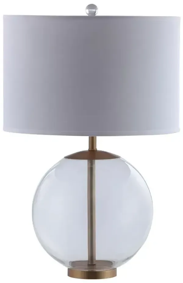 Kenny - Drum Shade Clear Glass Table Lamp - Brass