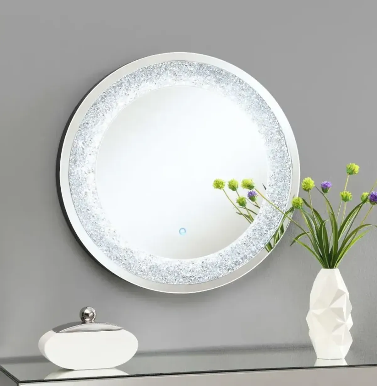 Landar - Round LED Light Wall Mirror - Silver