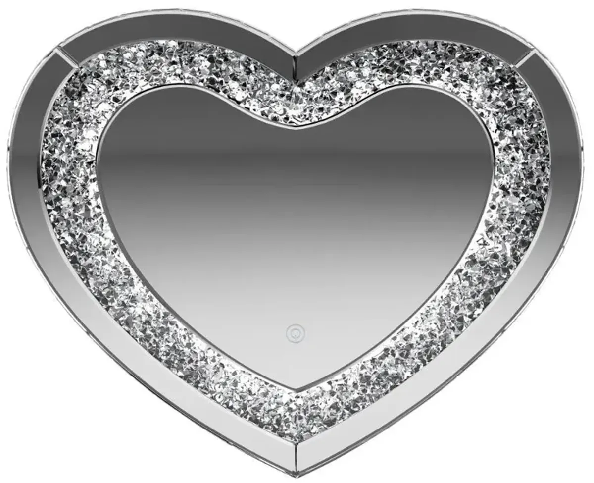 Aiko - Heart Shaped LED Light Wall Mirror - Silver