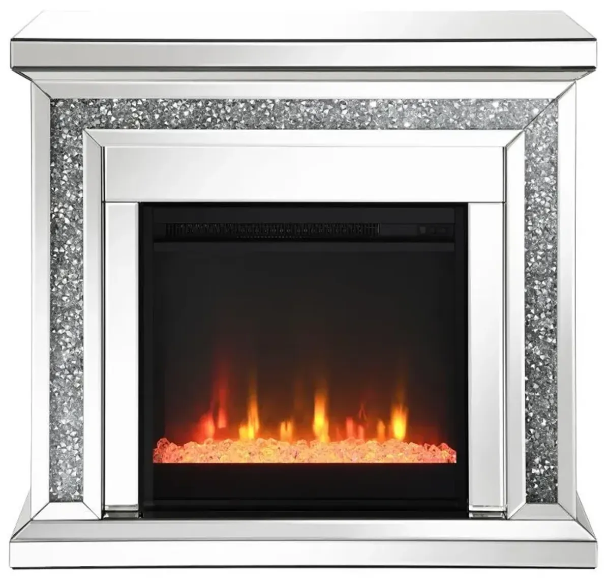 Lorelai - Mirrored Freestanding Electric Fireplace - Silver