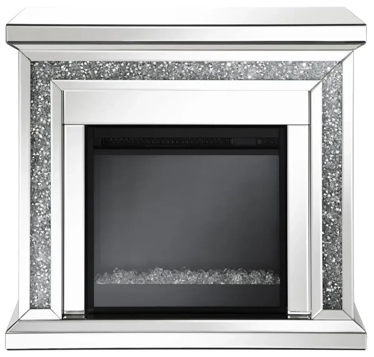 Lorelai - Mirrored Freestanding Electric Fireplace - Silver