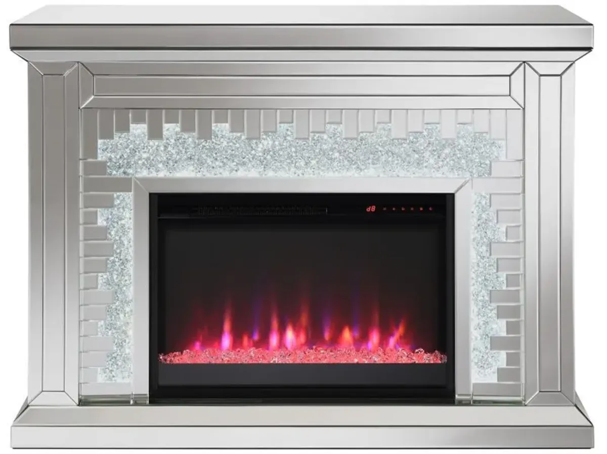 Gilmore - Mirrored Freestanding Electric Fireplace - Silver