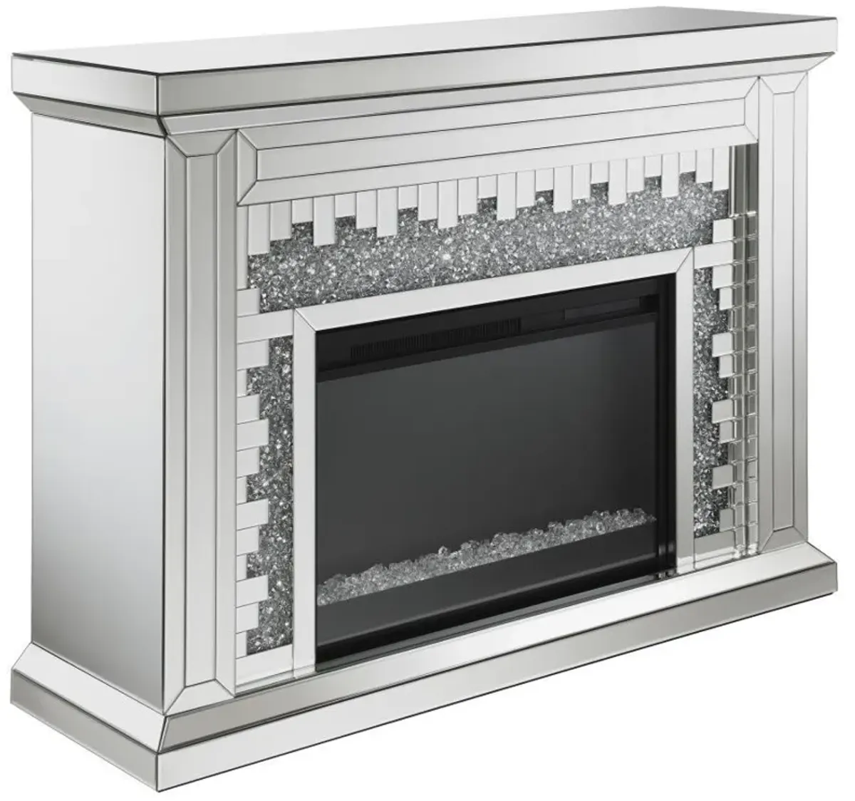 Gilmore - Mirrored Freestanding Electric Fireplace - Silver