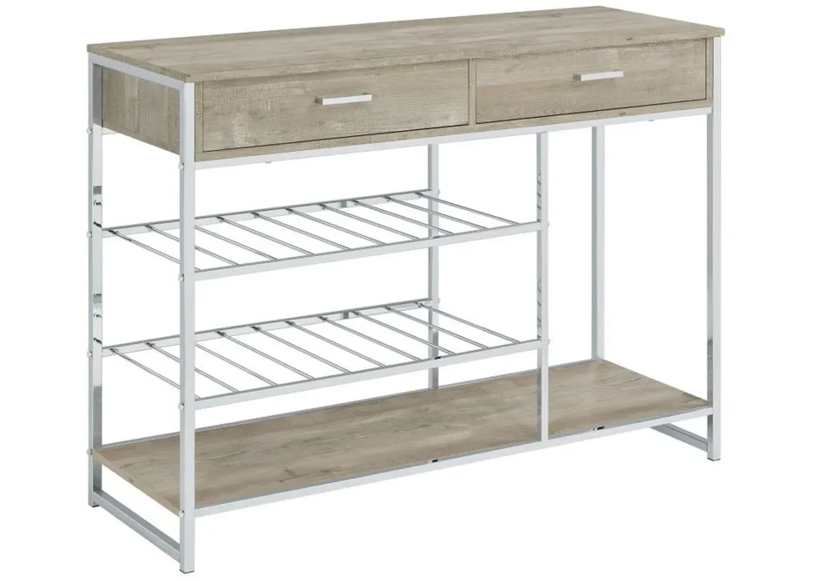 Melrose - 2-Drawer Home Bar Storage With Wine Rack Gray - Gray