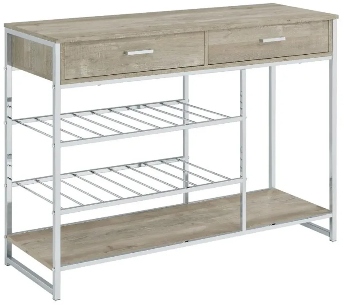 Melrose - 2-Drawer Home Bar Storage With Wine Rack Gray - Gray