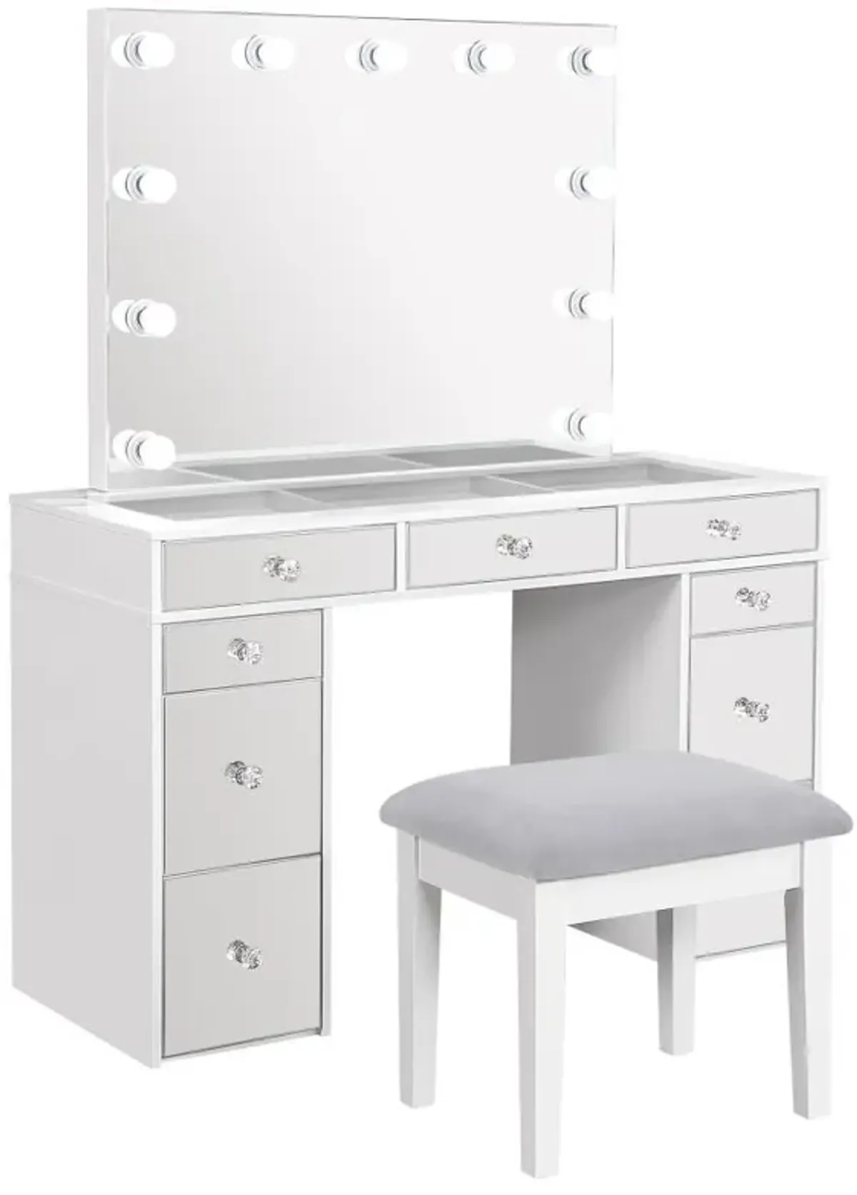 Regina - Makeup Vanity Table Set With Lighting - White