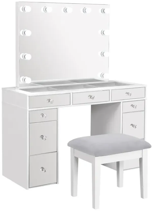 Regina - Makeup Vanity Table Set With Lighting - White