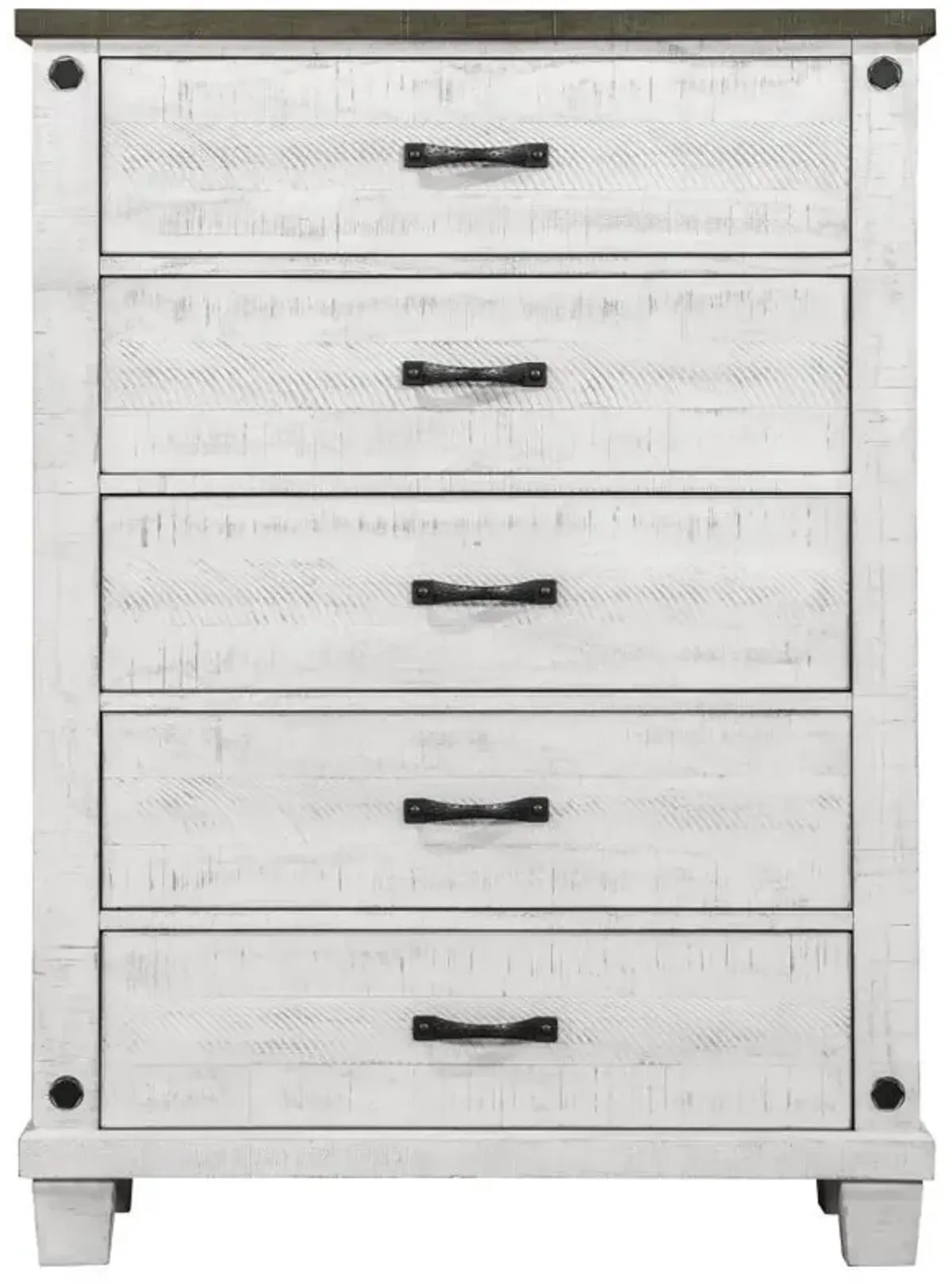 Lilith - 5-Drawer Bedroom Chest - Distressed White