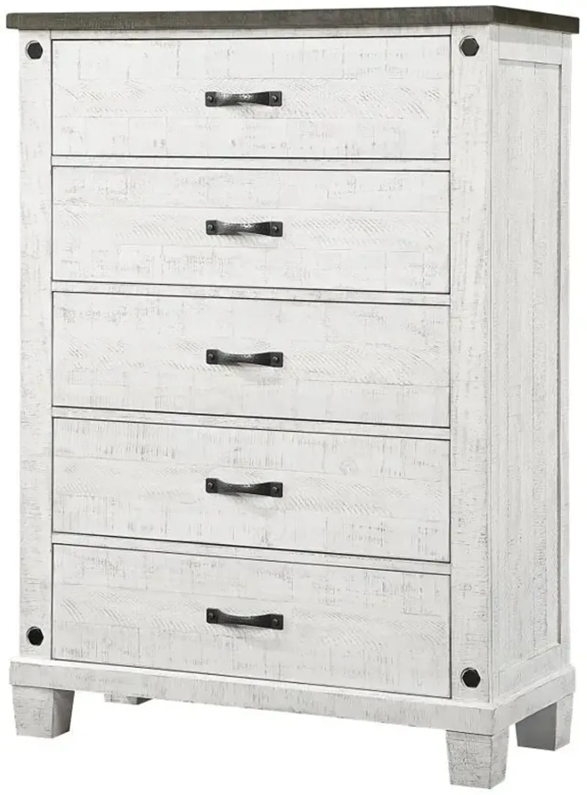 Lilith - 5-Drawer Bedroom Chest - Distressed White