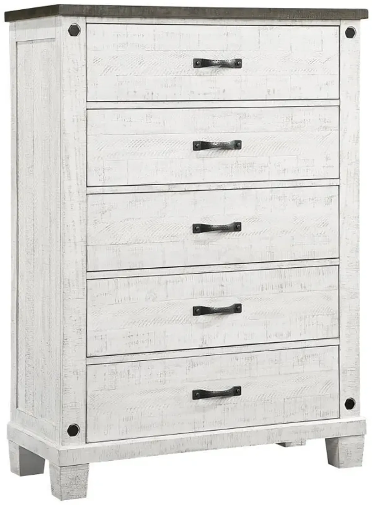 Lilith - 5-Drawer Chest Distressed - Distressed Gray And White