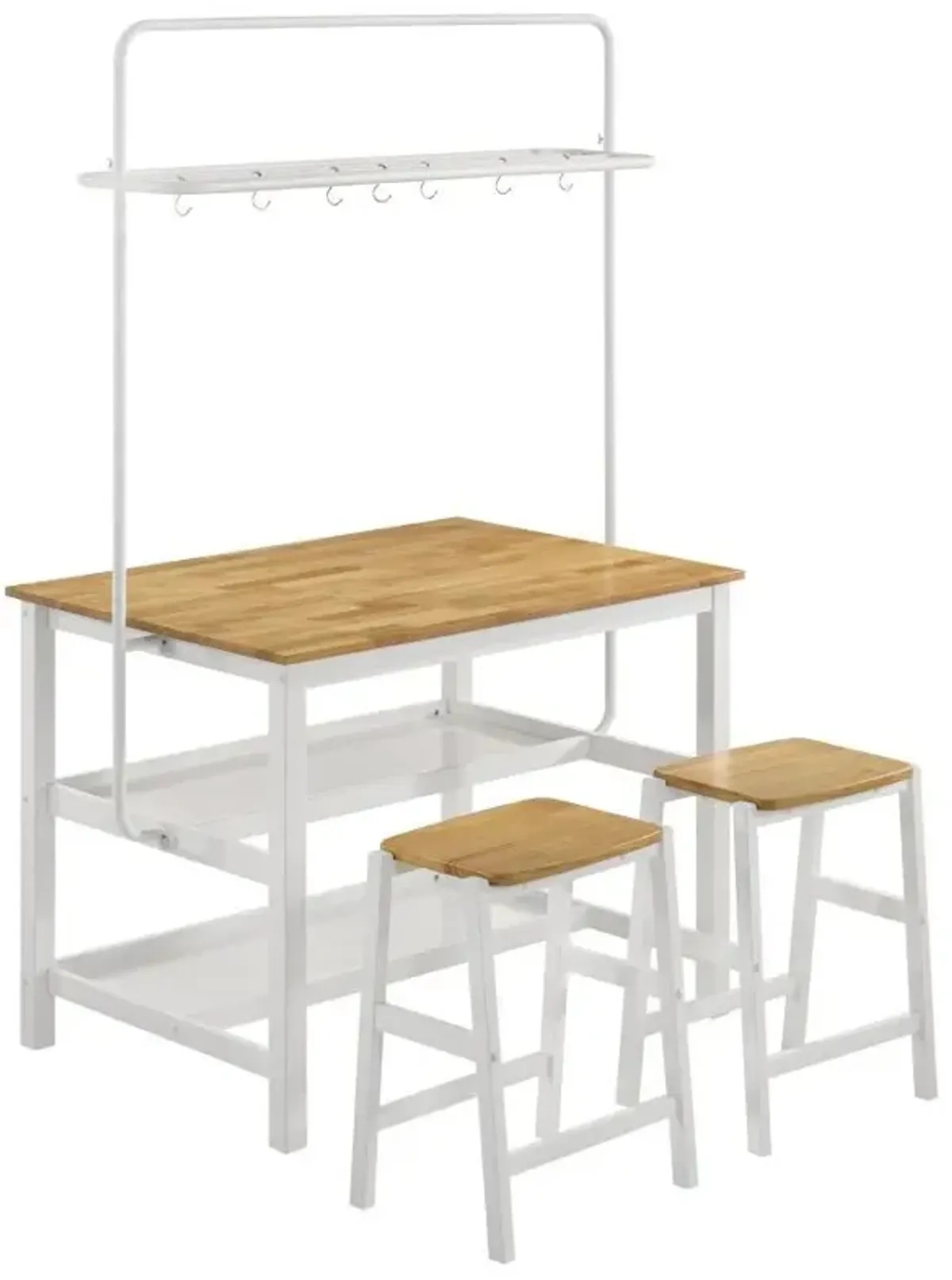 Edgeworth - Kitchen Island Counter Table With Pot Rack - White