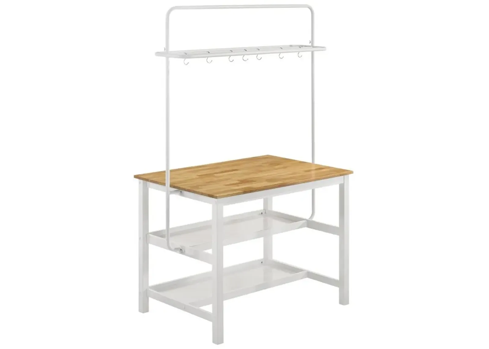 Edgeworth - Kitchen Island Counter Table With Pot Rack - White