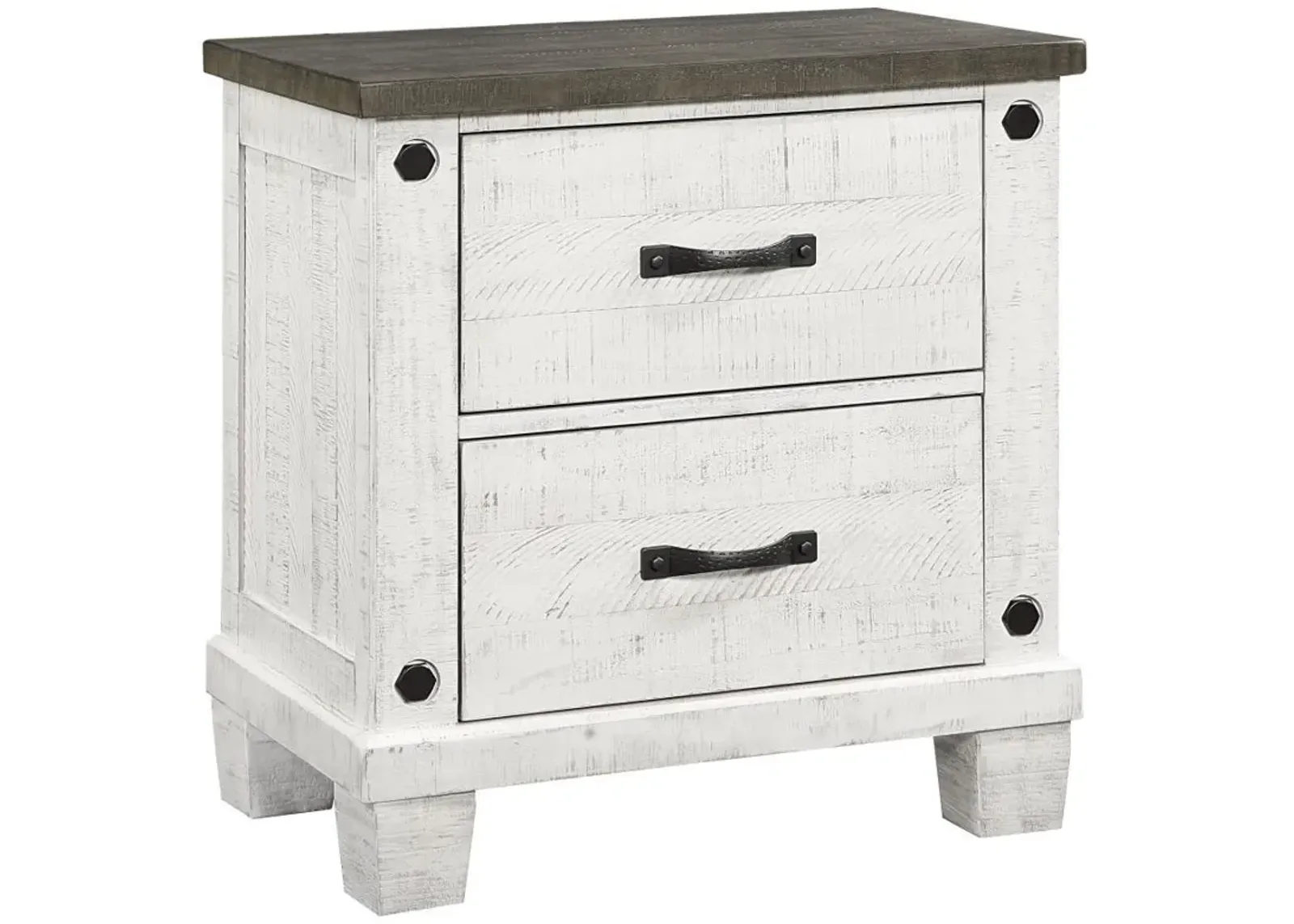 Lilith - 2-Drawer Nightstand - Distressed White