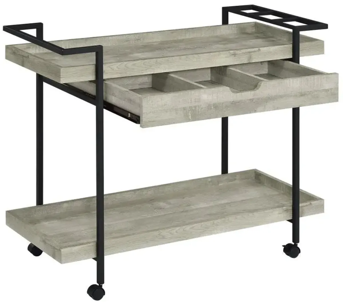 Ventura - 1-Drawer Engineered Wood Bar Cart - Gray Driftwood