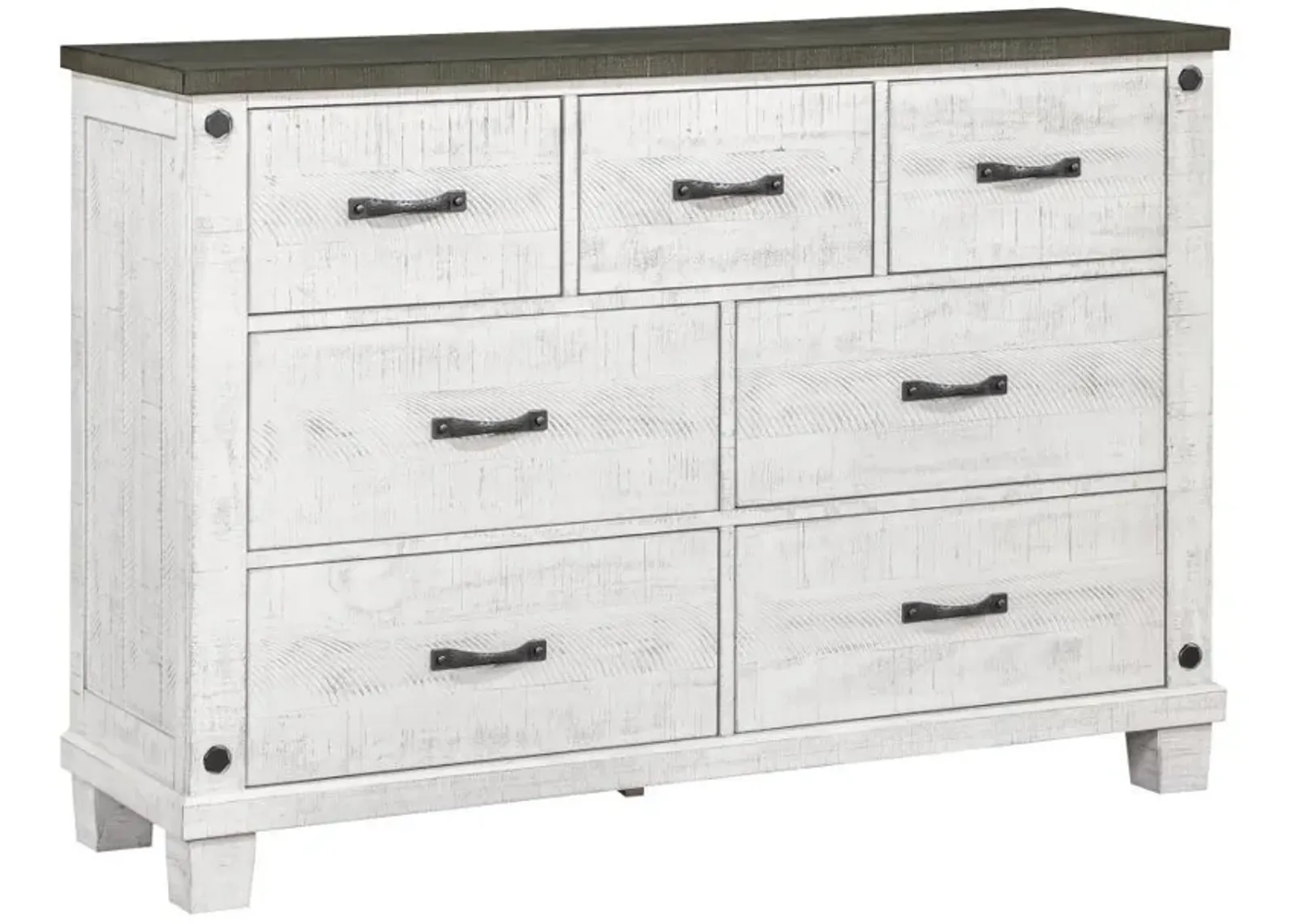 Lilith - 7-Drawer Dresser - Distressed White