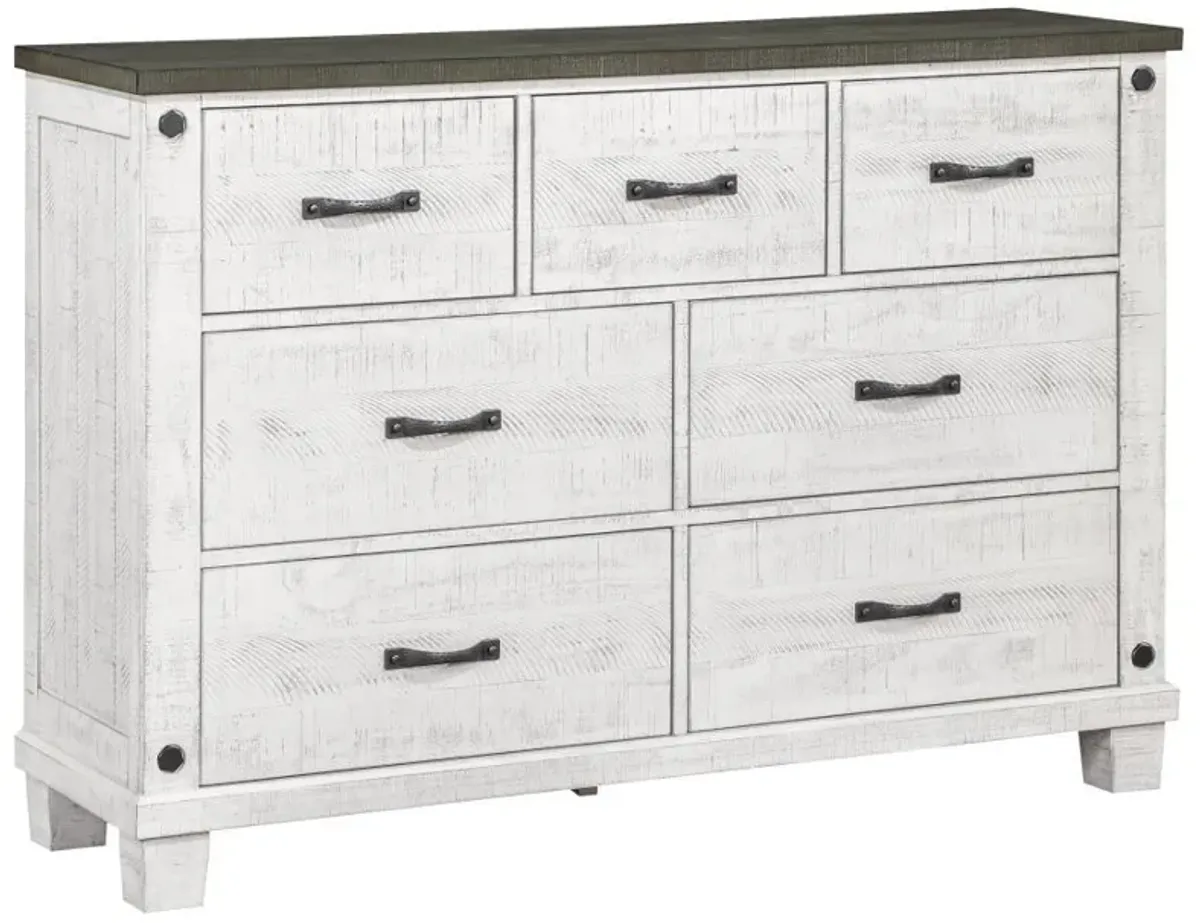 Lilith - 7-Drawer Dresser - Distressed White